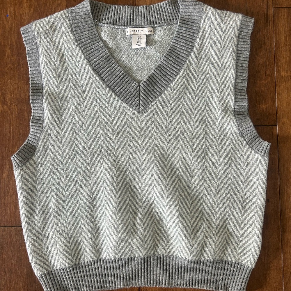 Sincerely Jules Gray Knit Sweater Vest